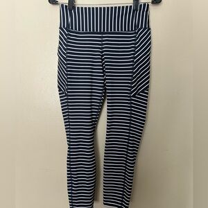 Athleta Navy and White Striped Leggings